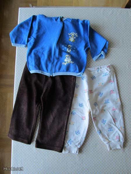 FINNWEAR collagetakki + 2 kpl housuja koko 70