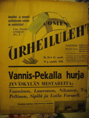 Suomen Urheilulehti Nro 24/1938 (26.10)