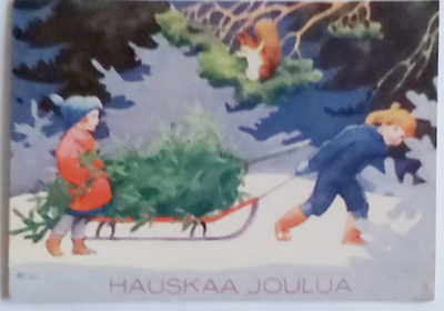 RUDOLF KOIVU"Lapset joulukuusta hakemassa"-KULKEMATON KORTTI
