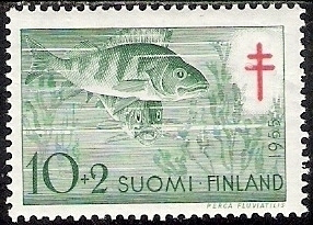 1955 TUB merkki  Ahven 10 + 2 mk ** LaPe 443