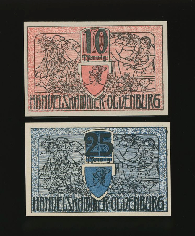 Saksa Notgeld 10, 25 Pfg, Oldenburg 1918