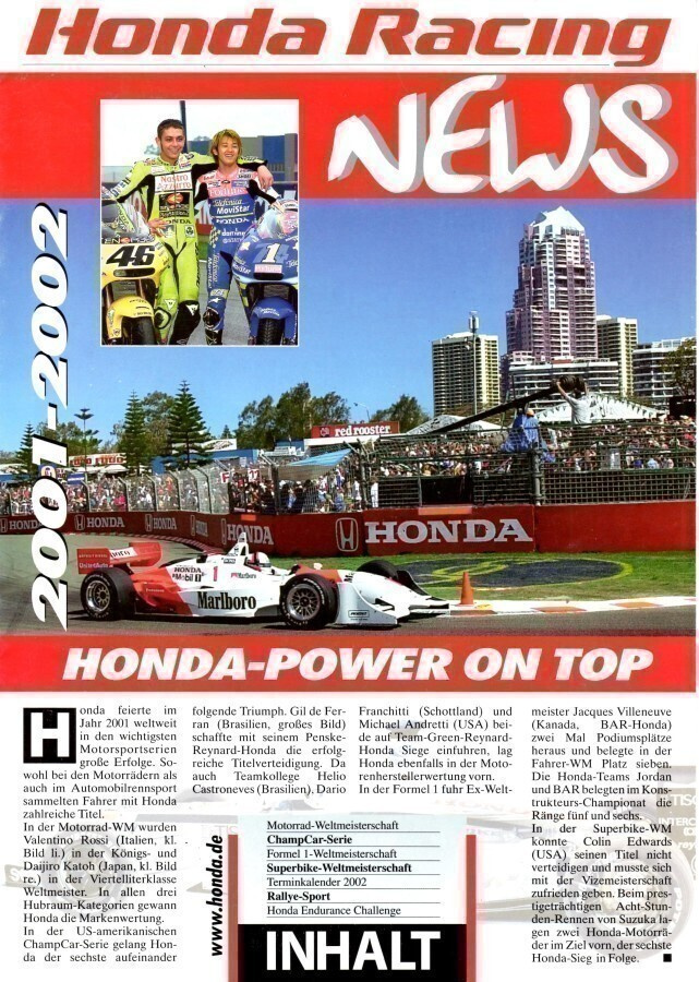 Honda Racing News 2001-2002 -lehti
