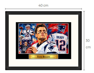 Uusi Tom Brady NFL art print kehystetty 30 cm x 40 cm