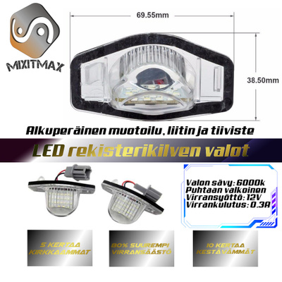 Honda LED rekisterikilven valot — kirkkaan valkoinen 6000K