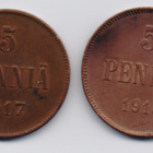 1915 ja 1917 5pen kolikot kl8 - pikkukuva 1