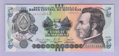 Honduras 5 Lempiras v.2024 UNC P-98