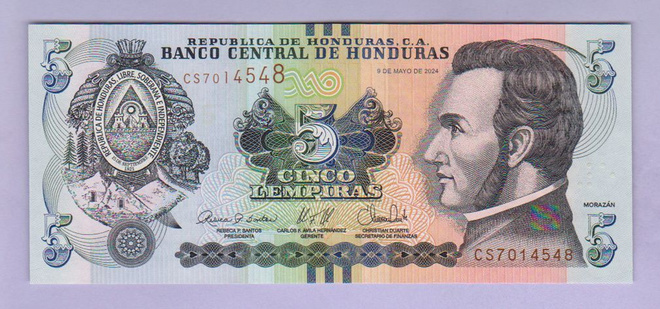 Honduras 5 Lempiras v.2024 UNC P-98