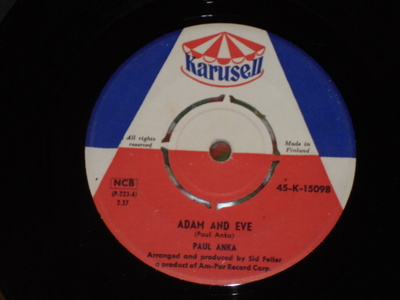 7" PAUL ANKA - Adam And Eve - single 1959 suomi EX-