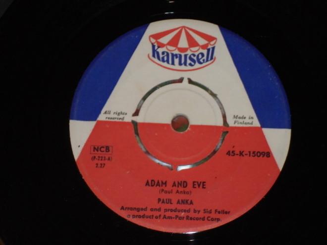 7" PAUL ANKA - Adam And Eve - single 1959 suomi EX-