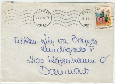 1977 lentopallo kirje Tanskaan