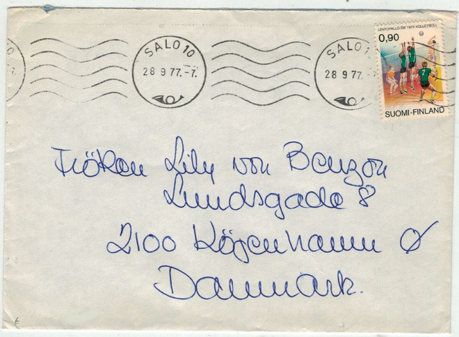 1977 lentopallo kirje Tanskaan
