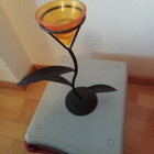 Metallinen/värilasinen kynttilänjalka hieno,korkeus 30 cm - pikkukuva 1