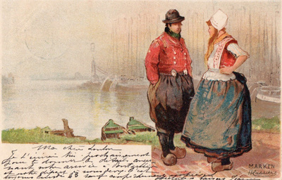 Vanha taidekortti Rannalla