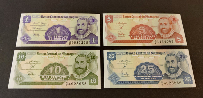 Nicaragua 1, 5, 10, 25 Centavos 1991, P167-P170, UNC