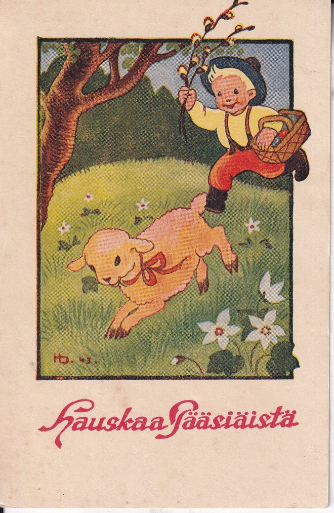 Hauskaa Pääsiäistä. Poika ja kili   . e247