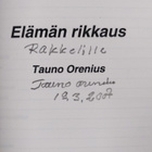 Tauno Orenius : Elämän rikkaus (signeerattu, tekijän omiste) - pikkukuva 3