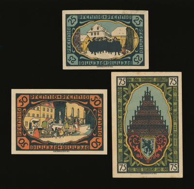 Saksa Notgeld 25, 50, 75 Pfg, Pössneck 1921