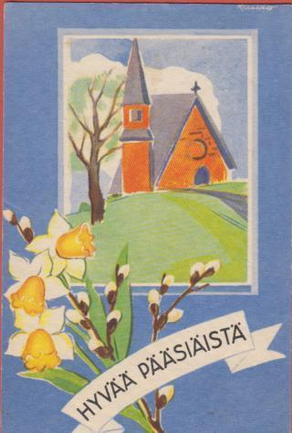 Raivio Kirkko ja pääsiäiskukat