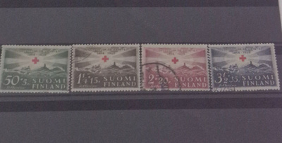 1939 PUNAINEN RISTI SARJA LEIMATTUNA, LAPE 217-220