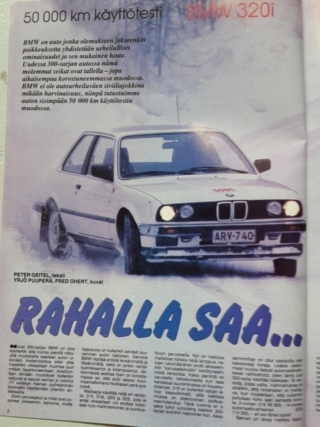 BMW 320i koeajo-esite, 1984