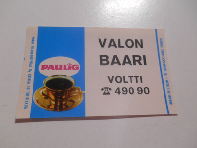 TT Etiketti Paulig Valon Baari Voltti