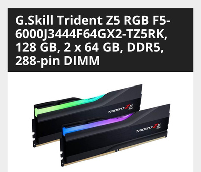 G.Skill Trident Z5 RGB F5-6000J3444F64GX2-TZ5RK, 128 GB Kit