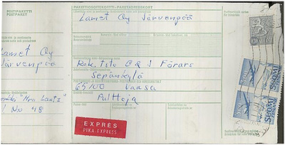 1973 pikapakettikortti