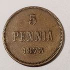 * 5 penniä *1873 * Copper/Kupari *1+/EF - pikkukuva 1