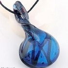 1309 .. Murano Sininen Lampwork Taidelasi .. Kaulakoru - pikkukuva 1