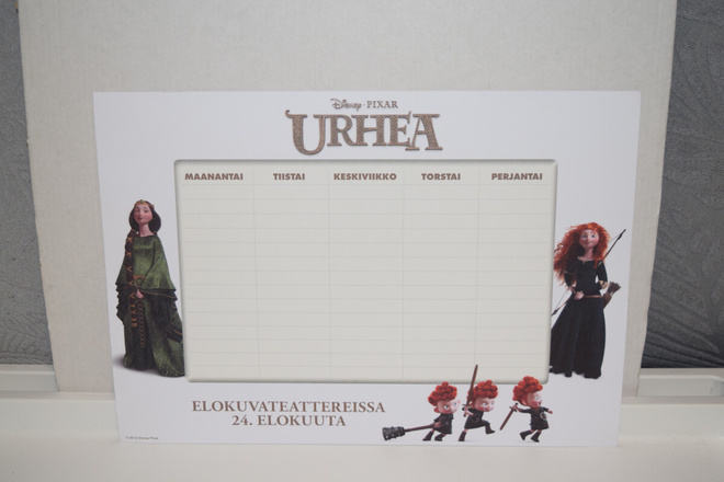 lukujärjestys Disney pixar urhea