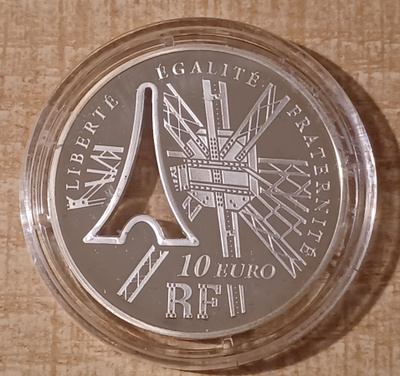 10€ 2009 Ranska. "Eiffel" KM#1601. Hopea 900  Proof