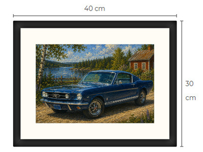 Uusi Ford Mustang Fastback art print 30 cm x 40 cm