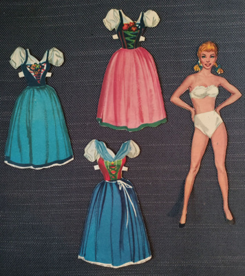 Paperinukke neito 1950-60-luku