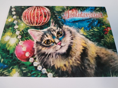 Kissa joulu kortti, kulkematon.