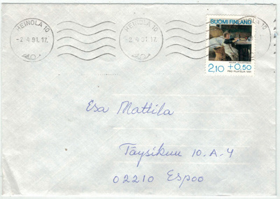 1991 pro filatelia toipilas kirje