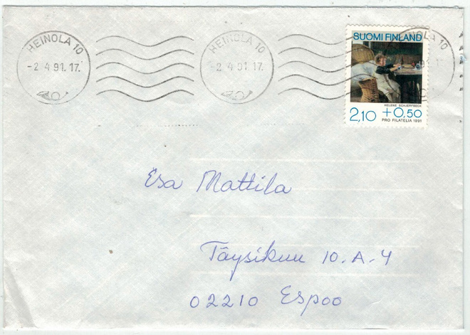 1991 pro filatelia toipilas kirje