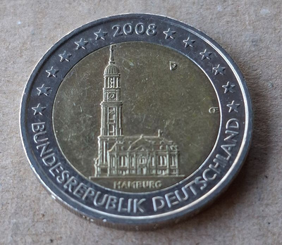 2 € Saksa Hamburg D Hampuri erikoiseuro 2008