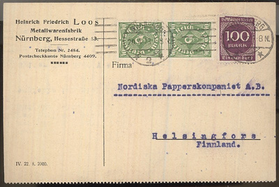 Saksa Mi 268a ym postikortti Suomeen