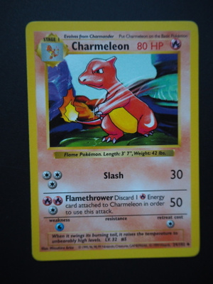 Pokemon kortti Shadowless Charmeleon Base set
