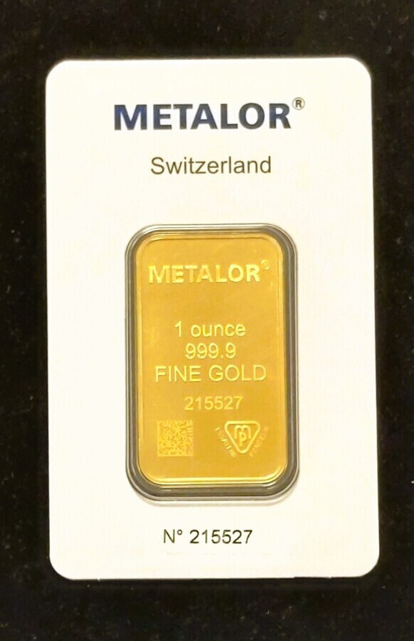 Kulta harkko 31,1 g (1 unssi) 9999 kultaa, Sveitsi, Metalor