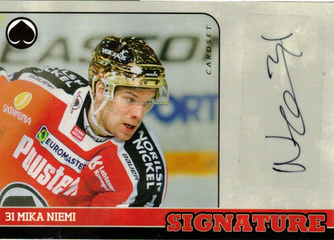2014-15 Cardset MIKA NIEMI Ässät Signature nimmari
