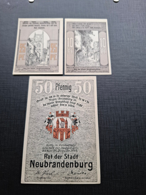 Saksa Neubrandenburg 3 seteliä 1922