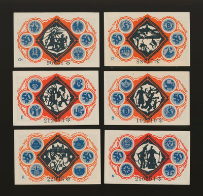 Saksa Notgeld 6 x 50 Pfg, Bielefeld 1921