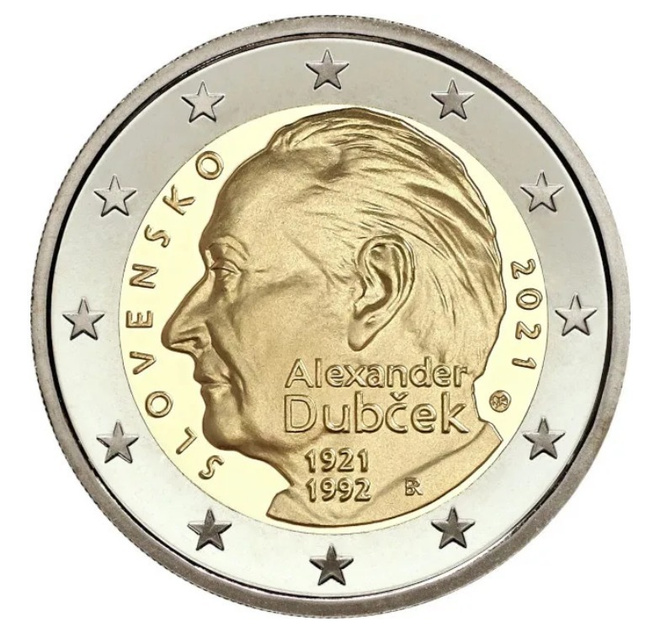 ** SLOVAKIA 2€ 2021 Alexander Dubcek pillerissä **