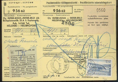 1963 1,75mk Tex postiennakkopaketin palautus