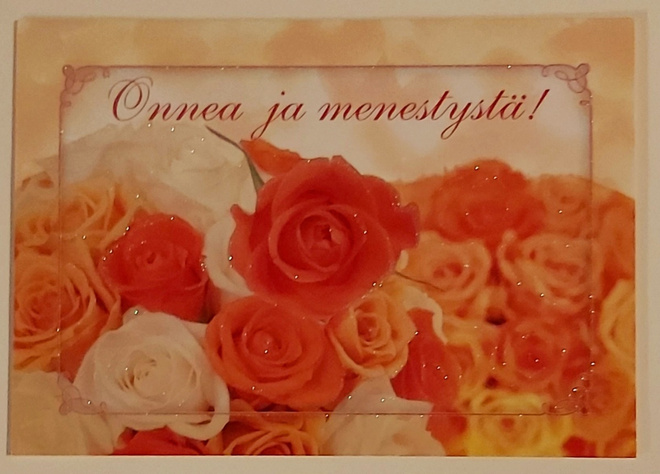 "Onnea ja menestystä!"-KULKEMATON POSTIKORTTI