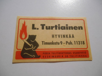 TT Etiketti KARHU L.Turtiainen Hyvinkää