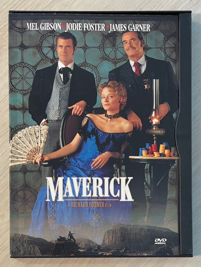 MAVERICK (1994) Mel Gibson, Jodie Foster, James Garner
