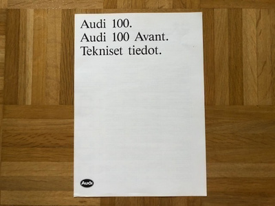 Esite Audi 100 C3 & Audi 100 C3 Avant Tekniset tiedot 1987