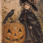 Halloween tyttö on pukeutunut korpiksi - pikkukuva 1